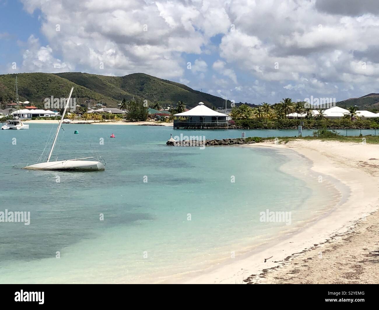 Sunken boat in the Caribbean Stock Photo