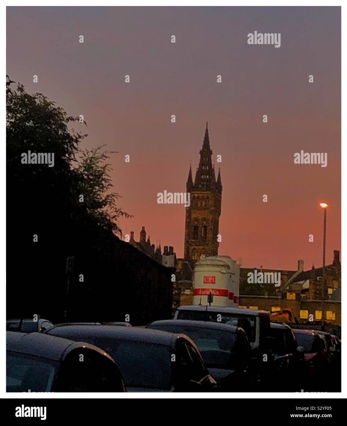 Glasgow University at sunset Stock Photo