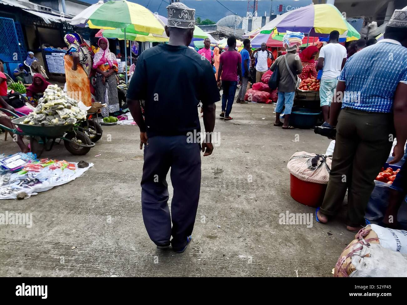 The vibrant market in Moroni, Comoros. - Smartphone Captured Stock Image