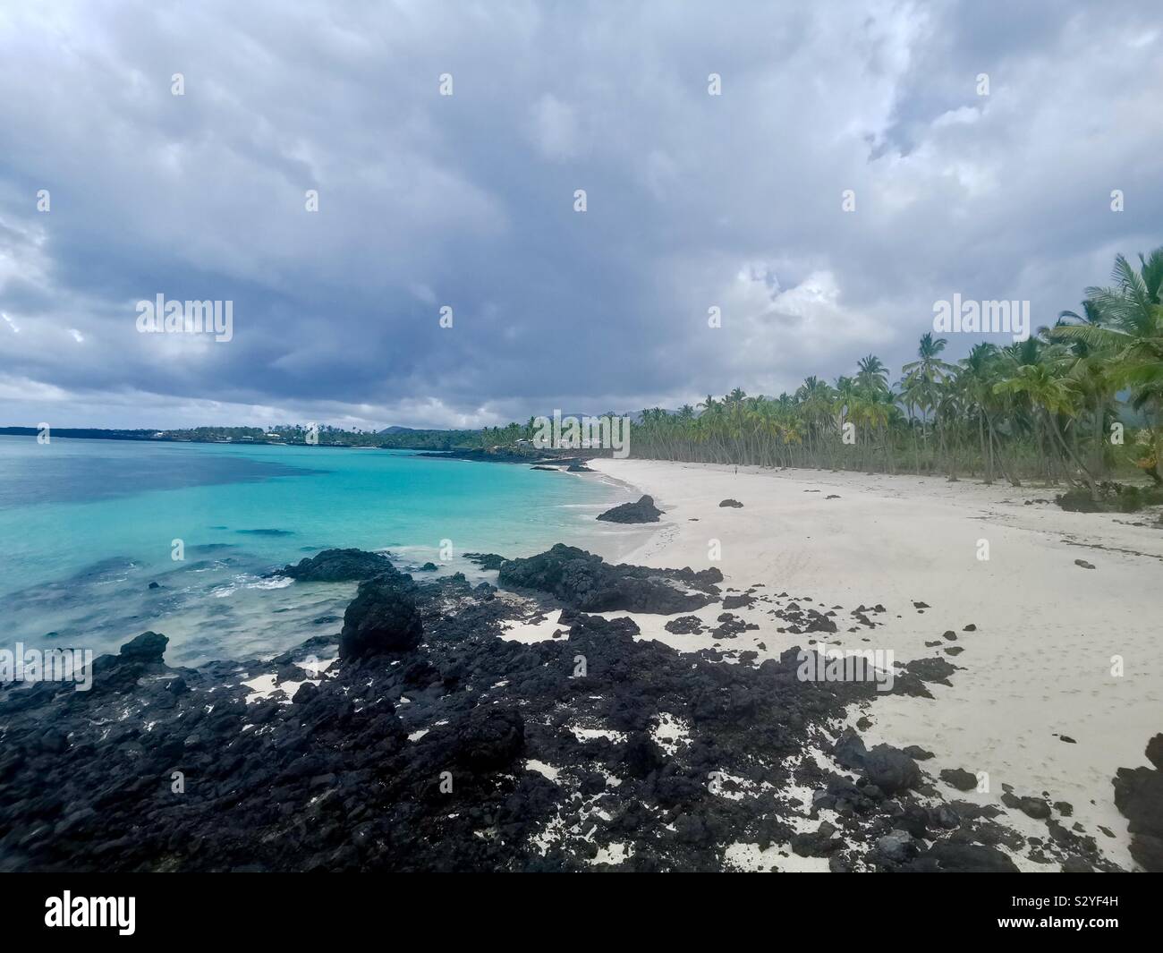 The beautiful beach at Mitsamiouli in Comoros. - Smartphone Captured Stock Image