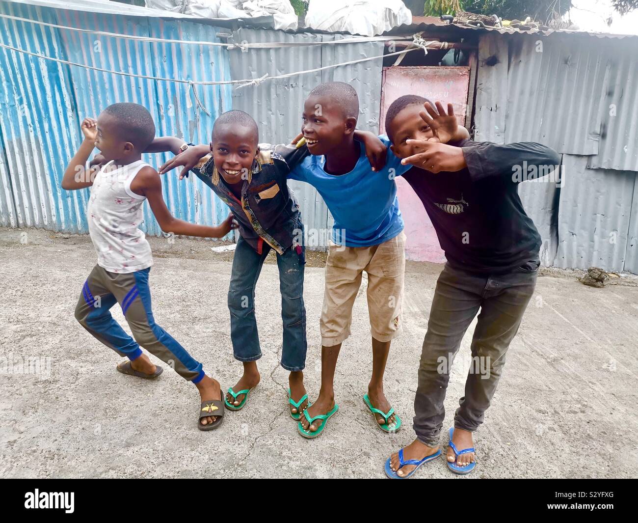 Comoran boys pose for a photo. - Smartphone Captured Stock Image