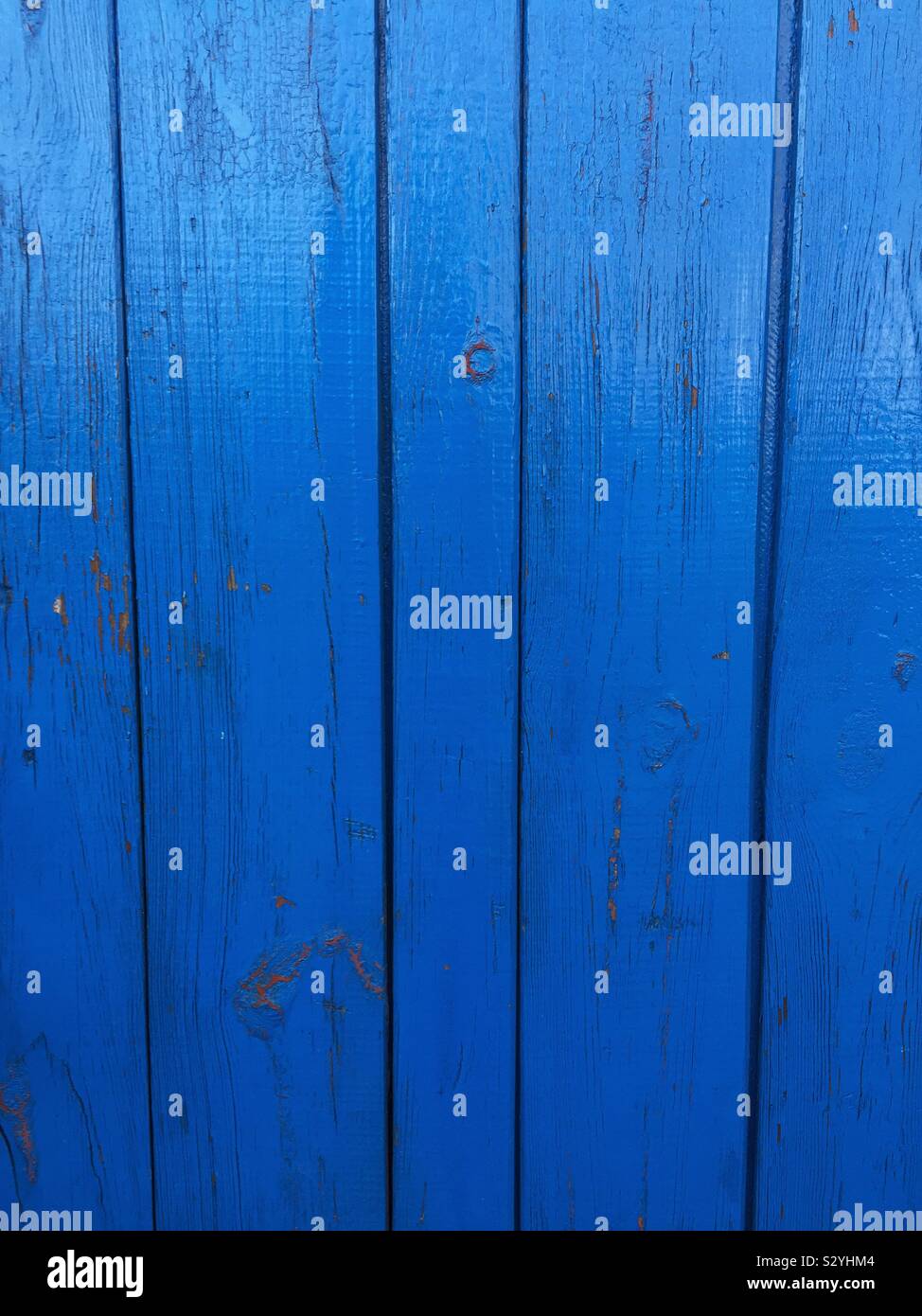 Closeup of old blue wooden door Stock Photo