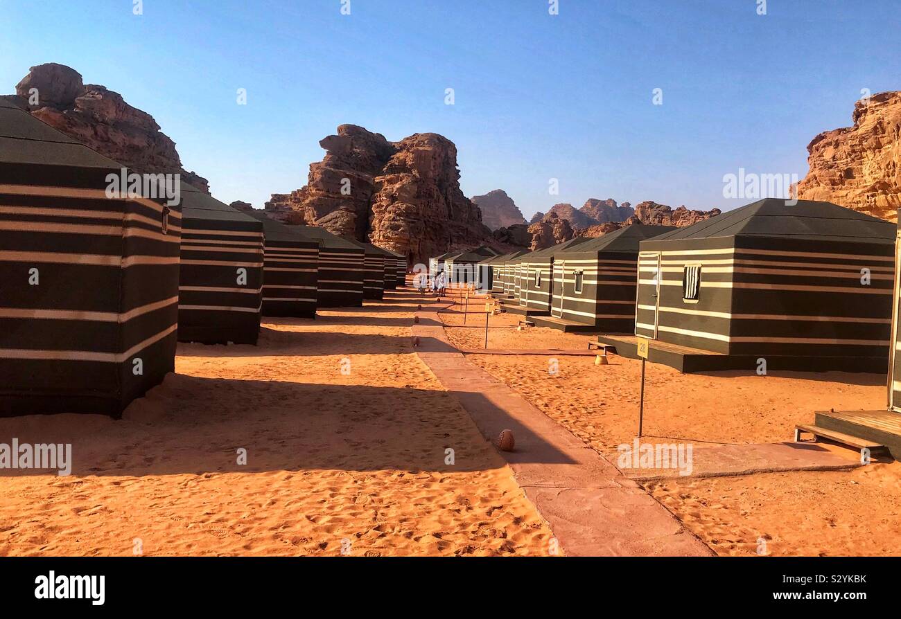 Wadi rum desert space village camp Jordan - Smartphone Captured Stock Image