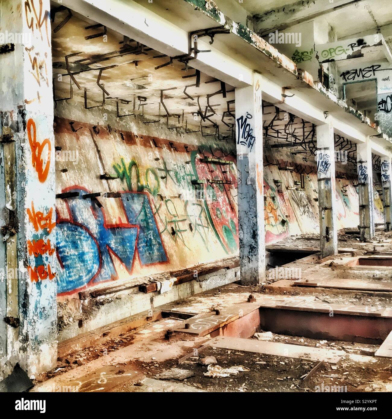 Hara Submarine Base A decommissioned submarine base and great space for graffiti art - Smartphone Captured Stock Image