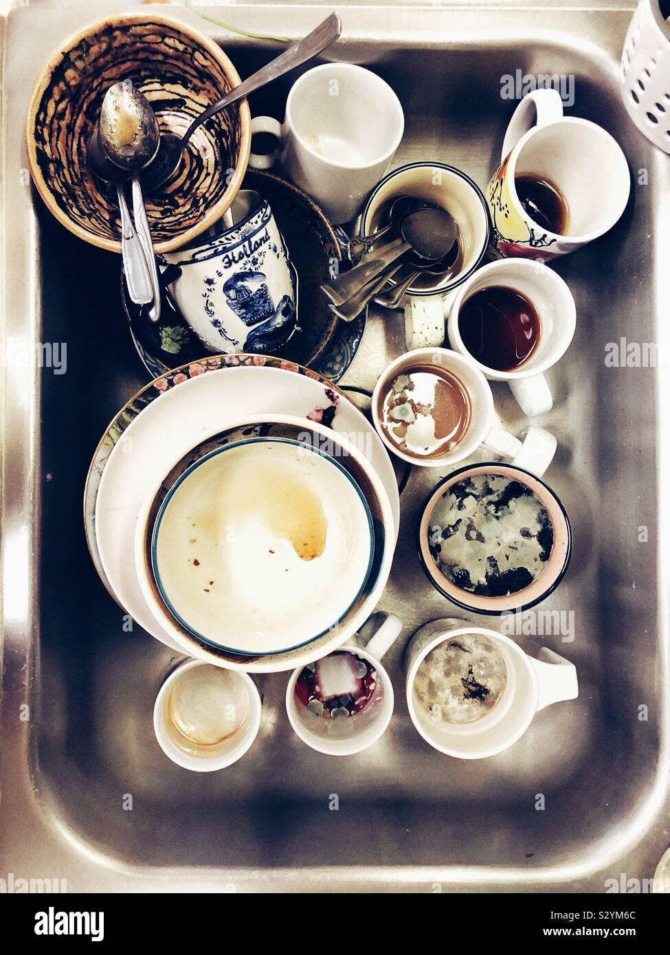 College student sink with moldy dishes - Smartphone Captured Stock Image