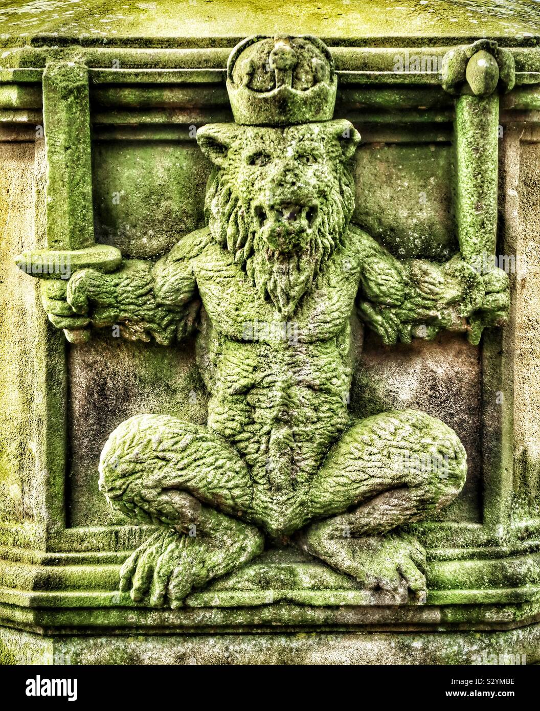 Gargoyle based on a bear on an old monument - Smartphone Captured Stock Image