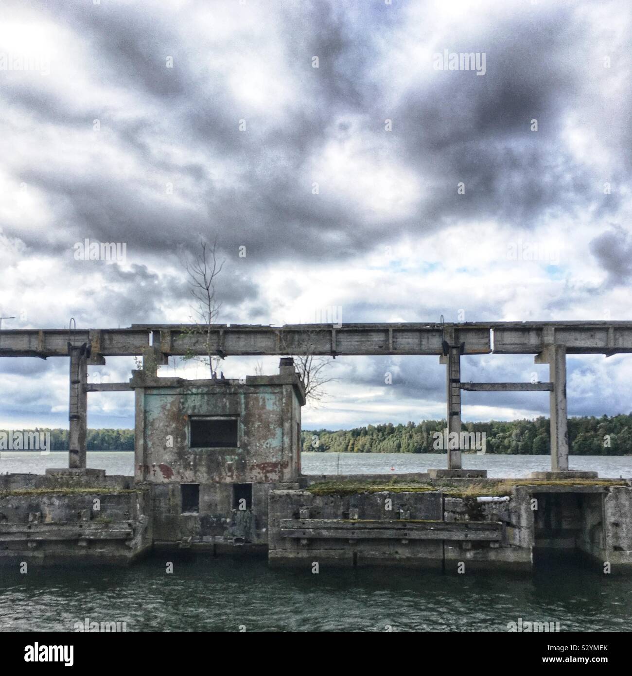 Hara Submarine Base A decommissioned submarine base and great space for graffiti art - Smartphone Captured Stock Image