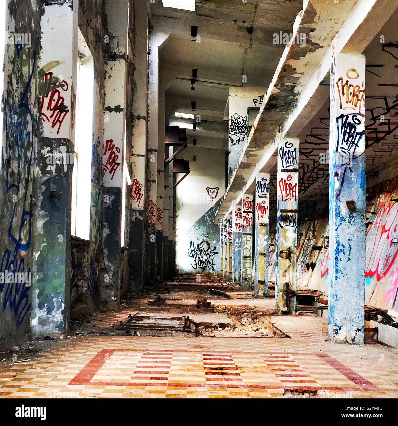 Hara Submarine Base A decommissioned submarine base and great space for graffiti art - Smartphone Captured Stock Image
