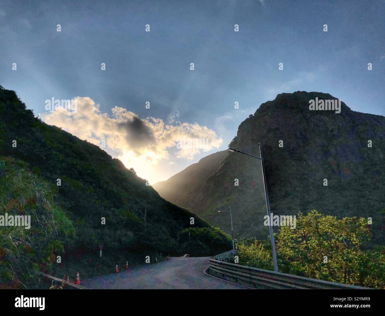 Driving towards the sunset. - Smartphone Captured Stock Image