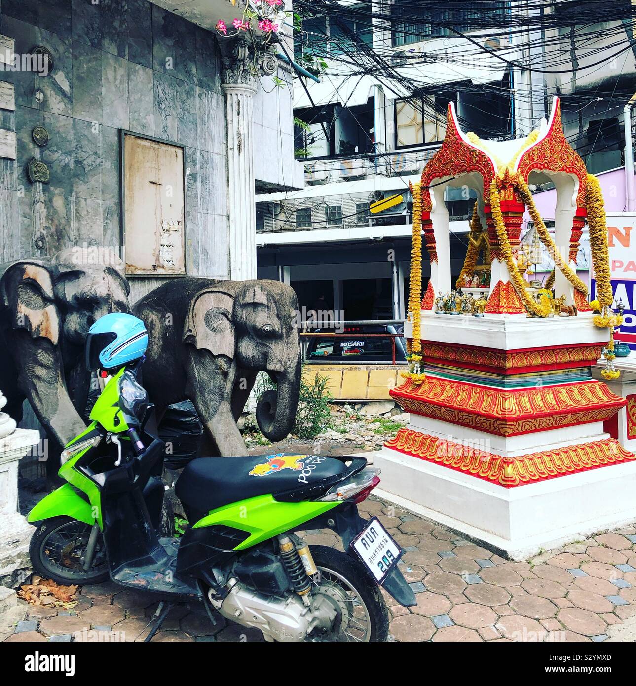A street corner in Bangkok, Thailand. - Smartphone Captured Stock Image