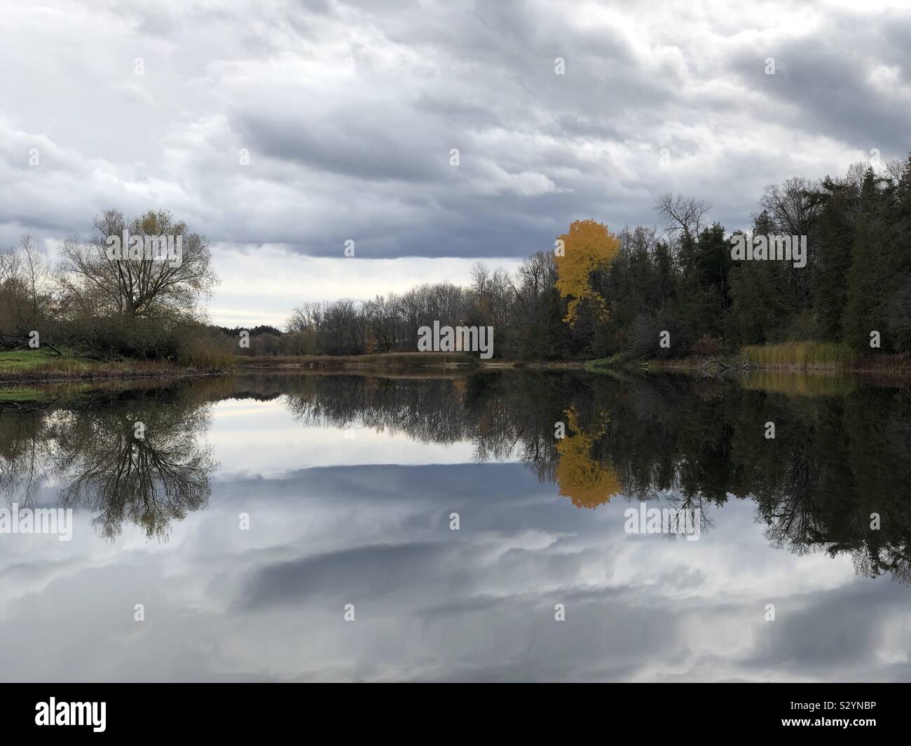 Mississippi River Ontario, Canada at fall, October 25, 2019 - Smartphone Captured Stock Image
