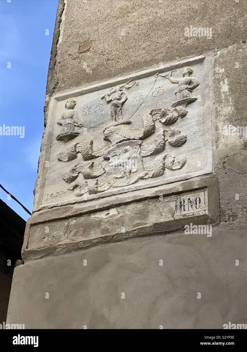 Old wall symbols, north Italian village Stock Photo