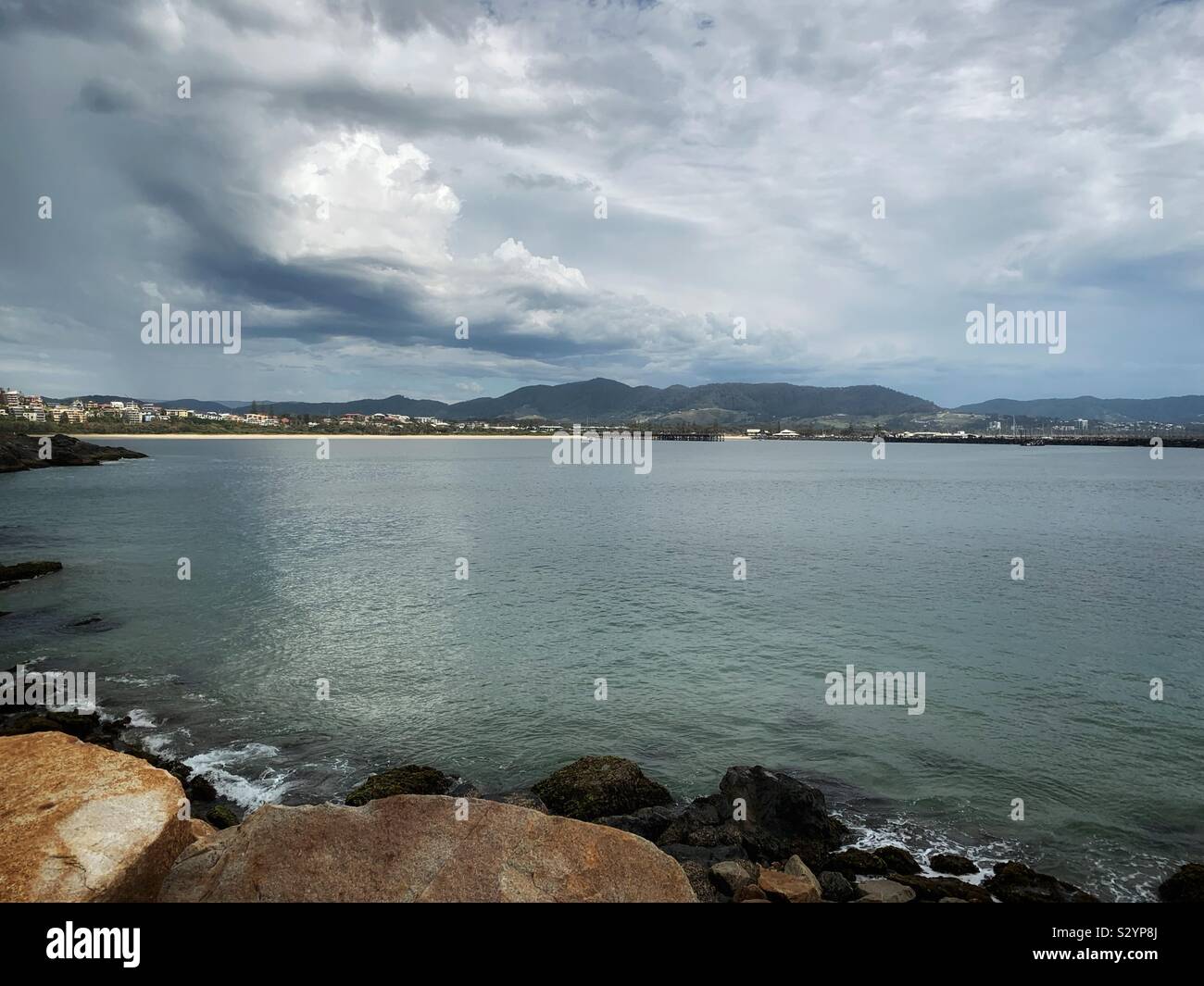 Another day in paradise, view of Coffs Harbour from the break wall, Australia - Smartphone Captured Stock Image
