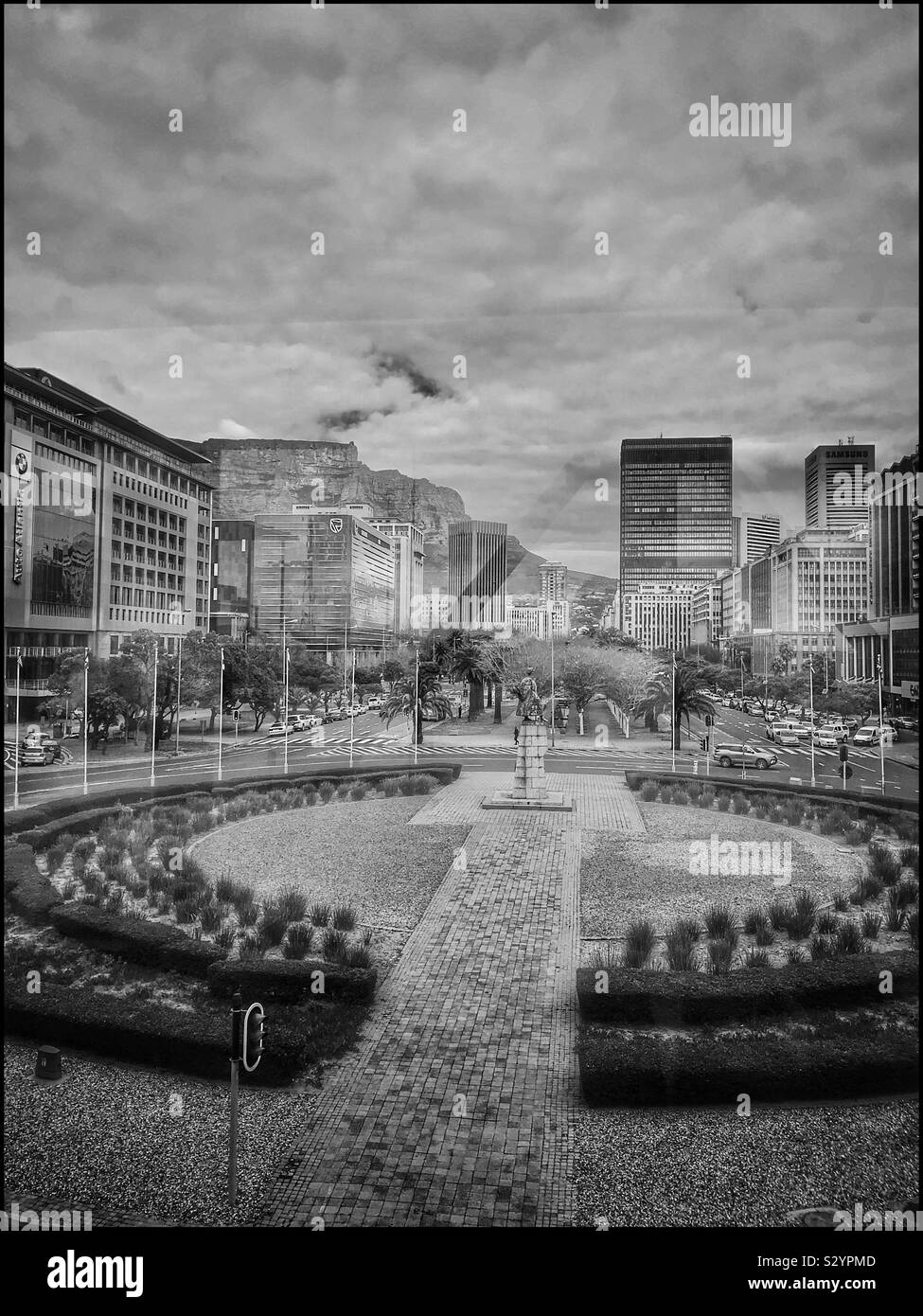 View of Cape Town from sky bridge joining the Cape Town International Convention 1 building to the new CTICC 2 building. - Smartphone Captured Stock Image