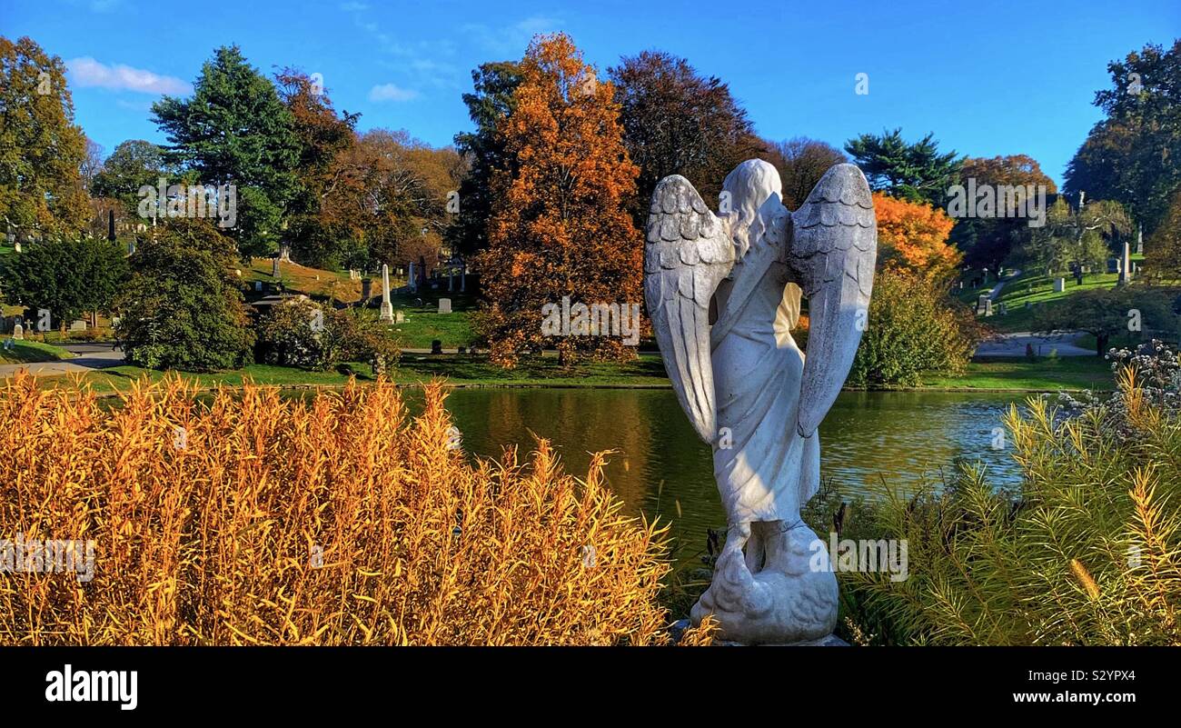 Angel in Green-Wood Cemetery, Brooklyn - Smartphone Captured Stock Image