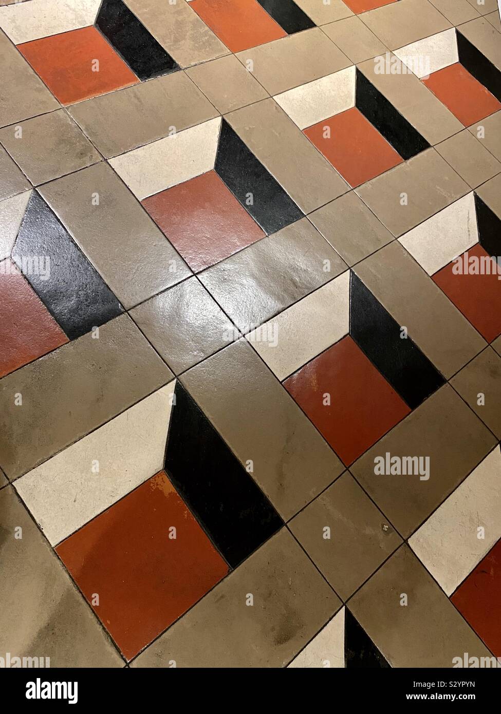 Abstract of flat tile floor that looks like boxes - Smartphone Captured Stock Image