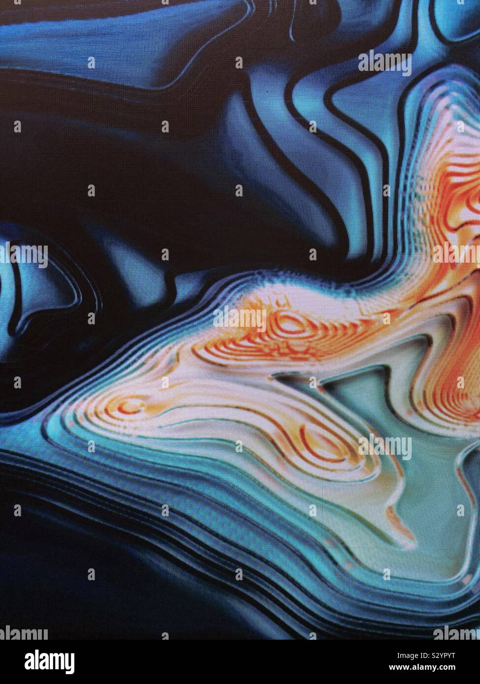 Abstract of swirling colorful patterns on a lighted wall - Smartphone Captured Stock Image