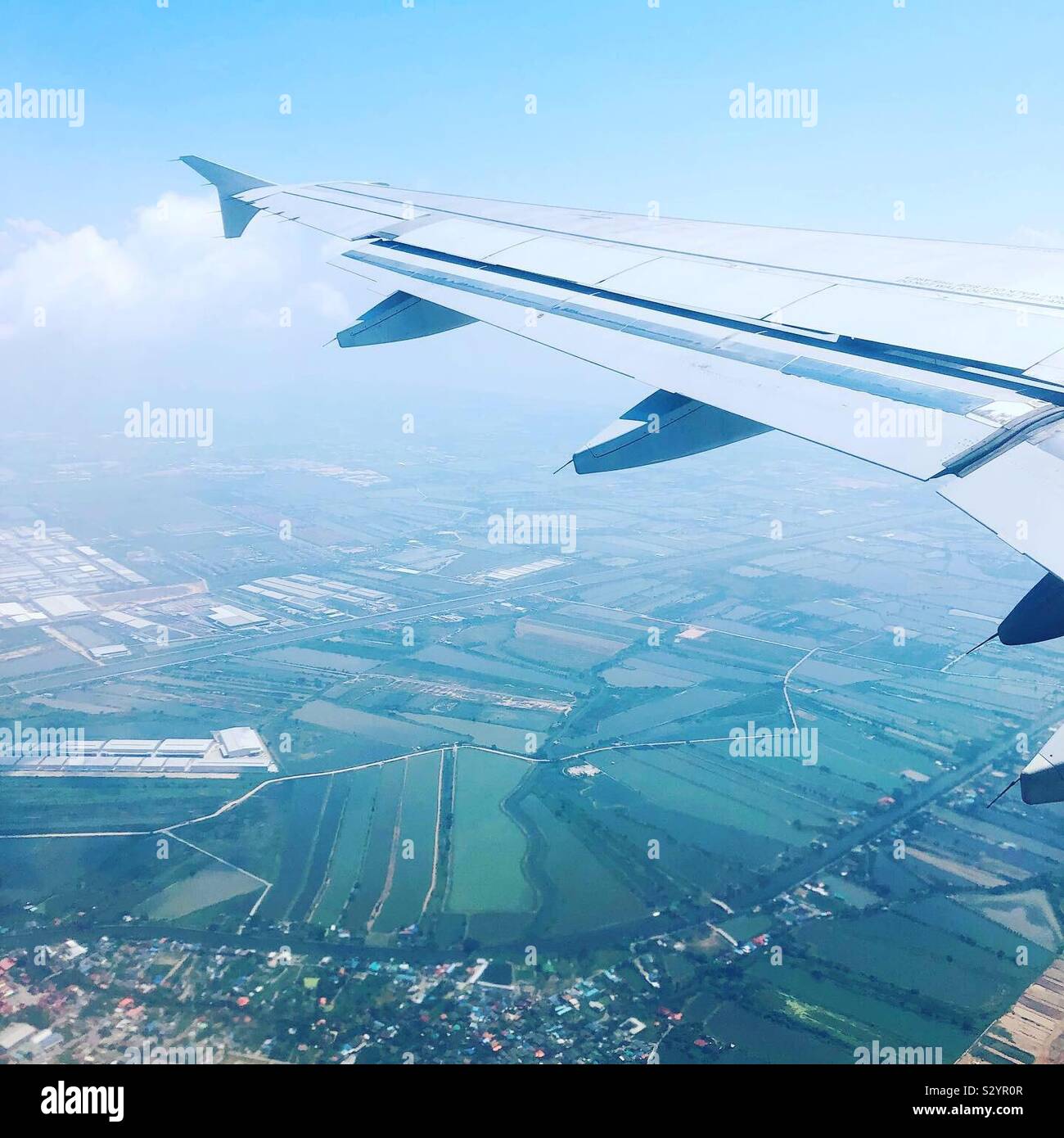 Flying over Myanmar. - Smartphone Captured Stock Image