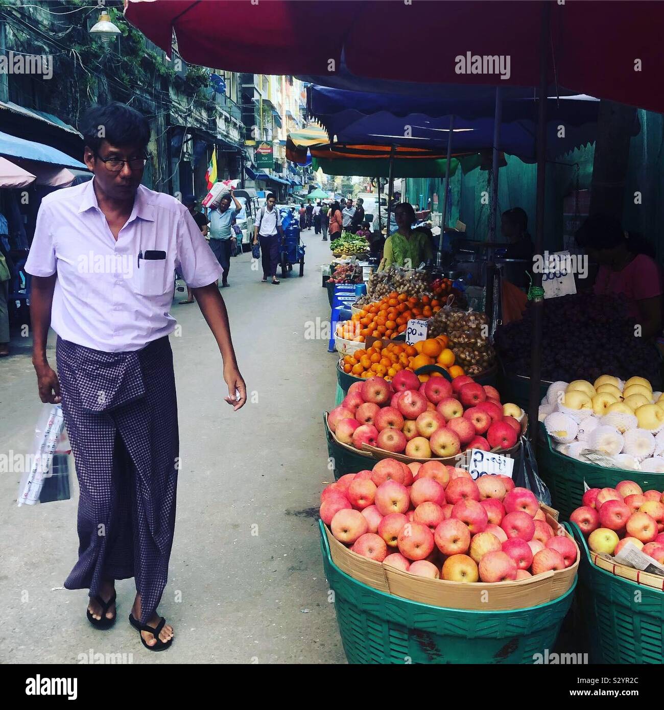 Streets of Yangon, Myanmar. - Smartphone Captured Stock Image