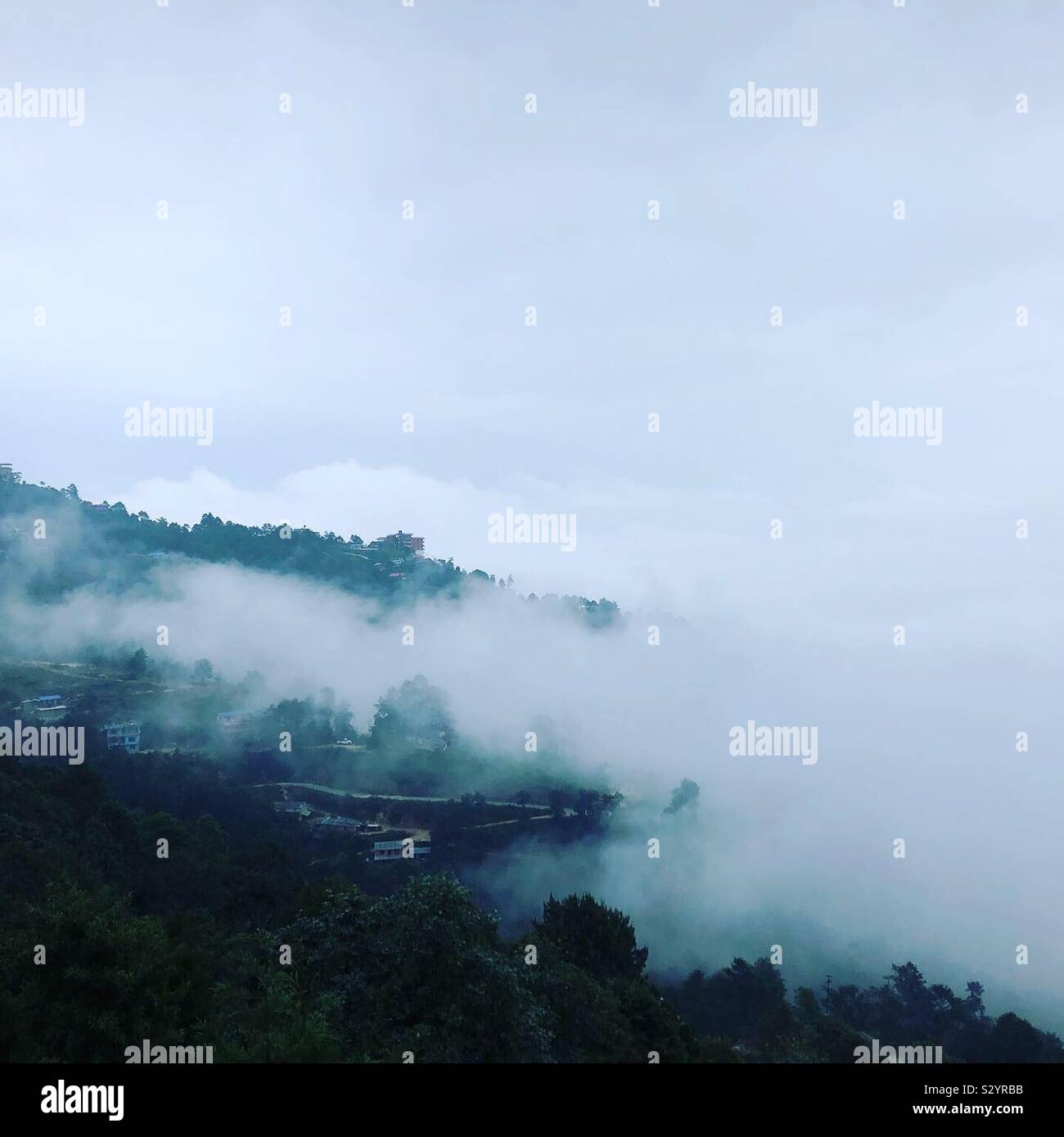 Low lying clouds in Nagarkot Kathmandu Nepal Stock Photo Alamy