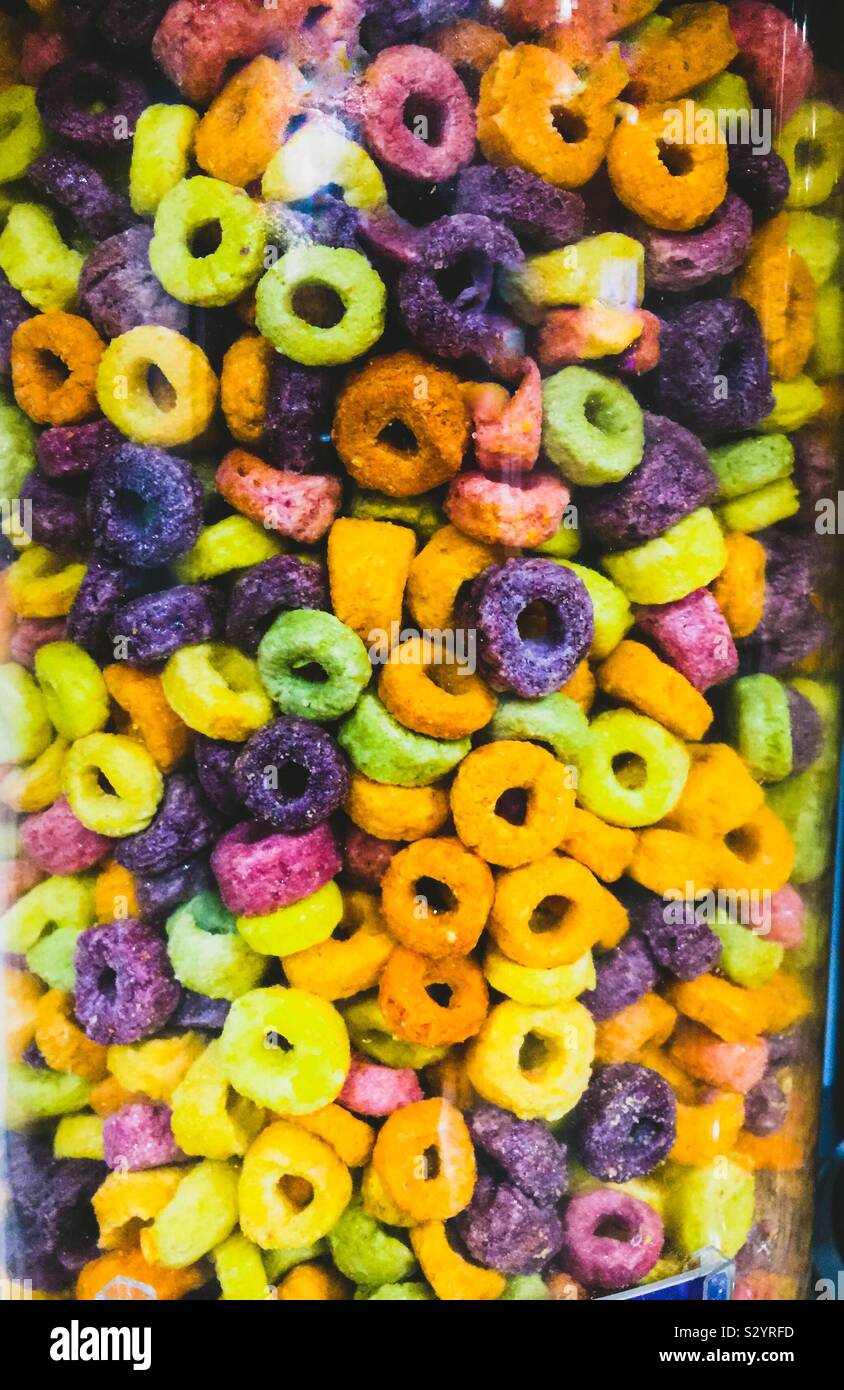 Cereal in many colours. Loose. No packaging. Stock Photo