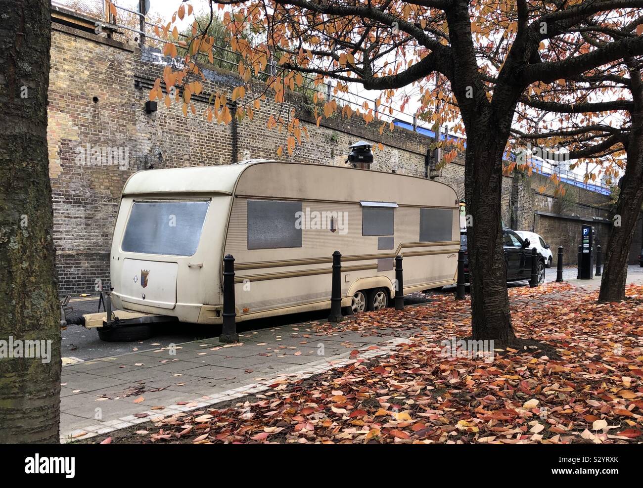 Caravan parked in Hackney London Stock Photo