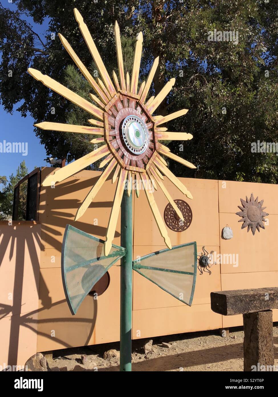 Sunburst decoration at Integratron, Landers, California Stock Photo