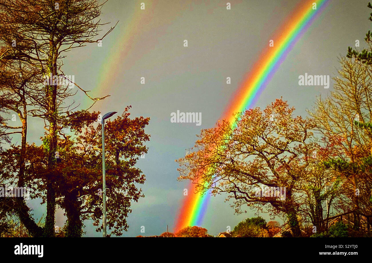 Double rainbow Stock Photo