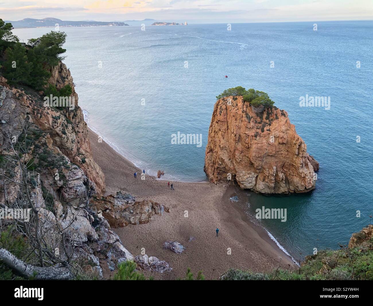 Isla Roja is a rock on L’Illa Roja beach near Sa Riera, Begur on Costa Brava in Spain. - Smartphone Captured Stock Image