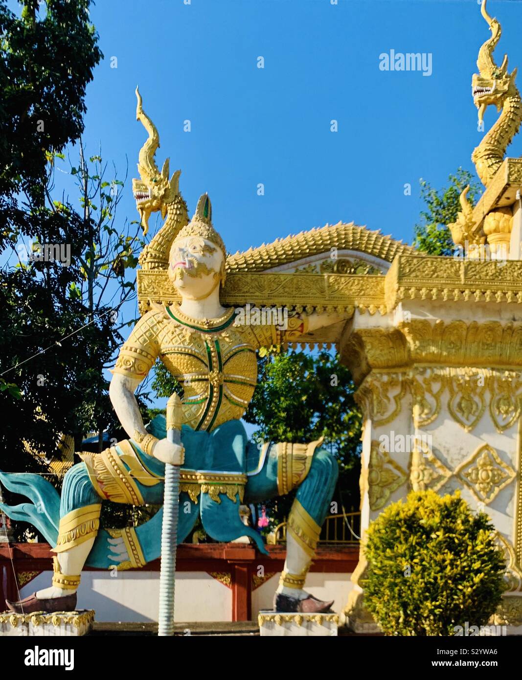 A colorful Thai temple in Mae Ai, Thailand. Stock Photo