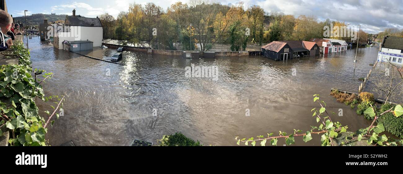 Flooded Bakewell Road in Matlock Derbyshire Stock Photo Alamy