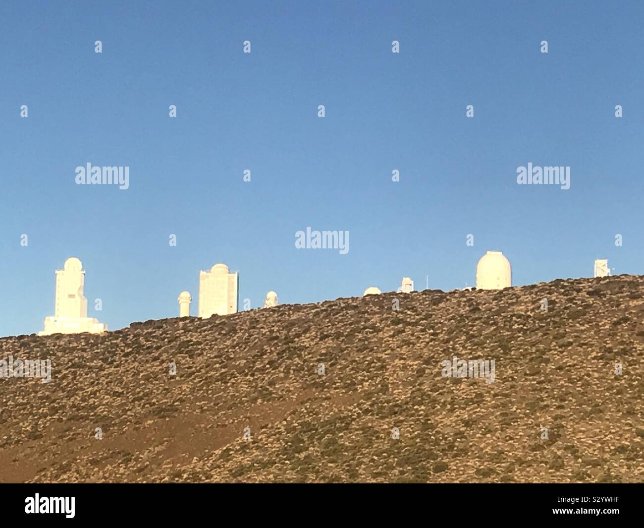 A view of the space stations acted foot of Mt Teide, Tenerife. Stock Photo