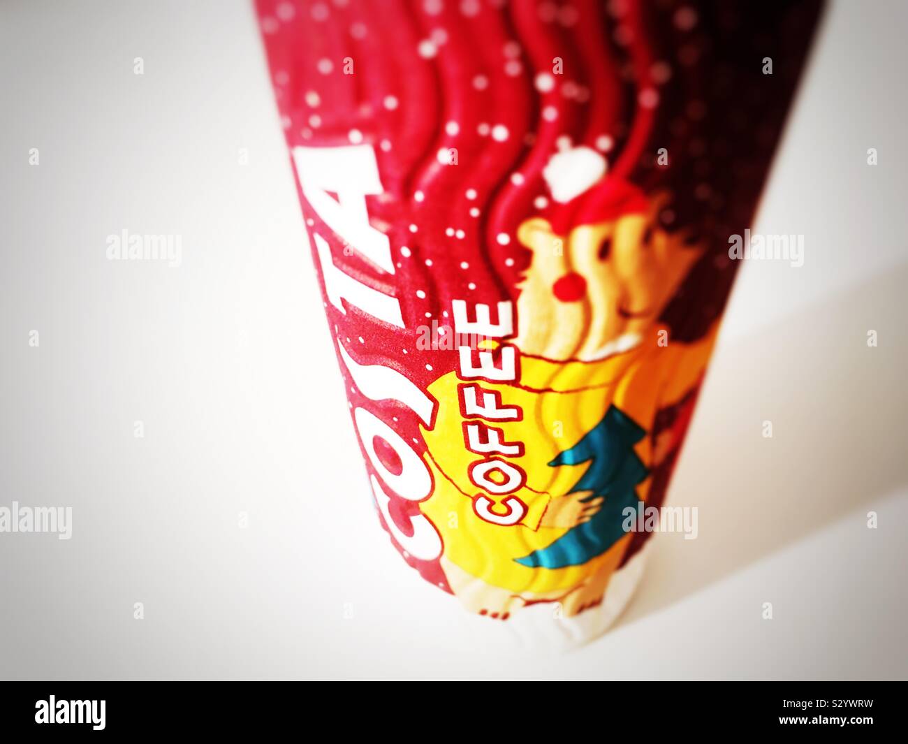 Costa coffee Christmas 2019 take away cup - Smartphone Captured Stock Image