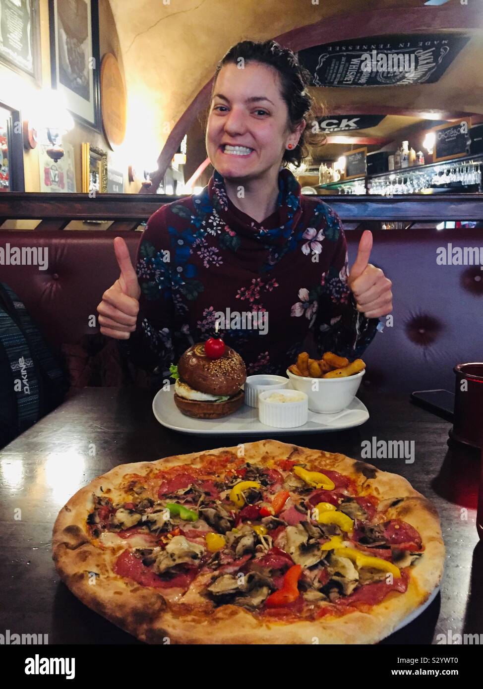Pizza on the menu for tea tonight. Girls night out. Weekend trip to Slovakia, Europe - Smartphone Captured Stock Image