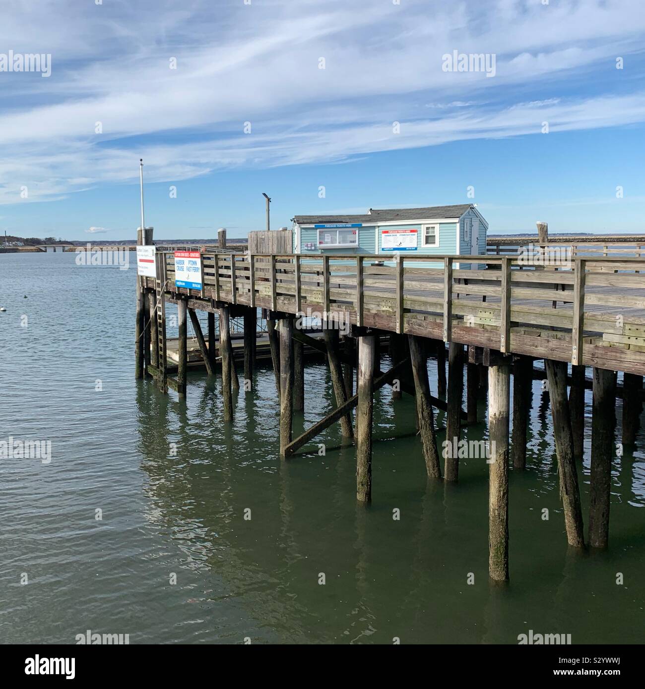 Harbor Cruise and Provincetown Fast Ferry dock, Plymouth, Massachusetts, United States - Smartphone Captured Stock Image