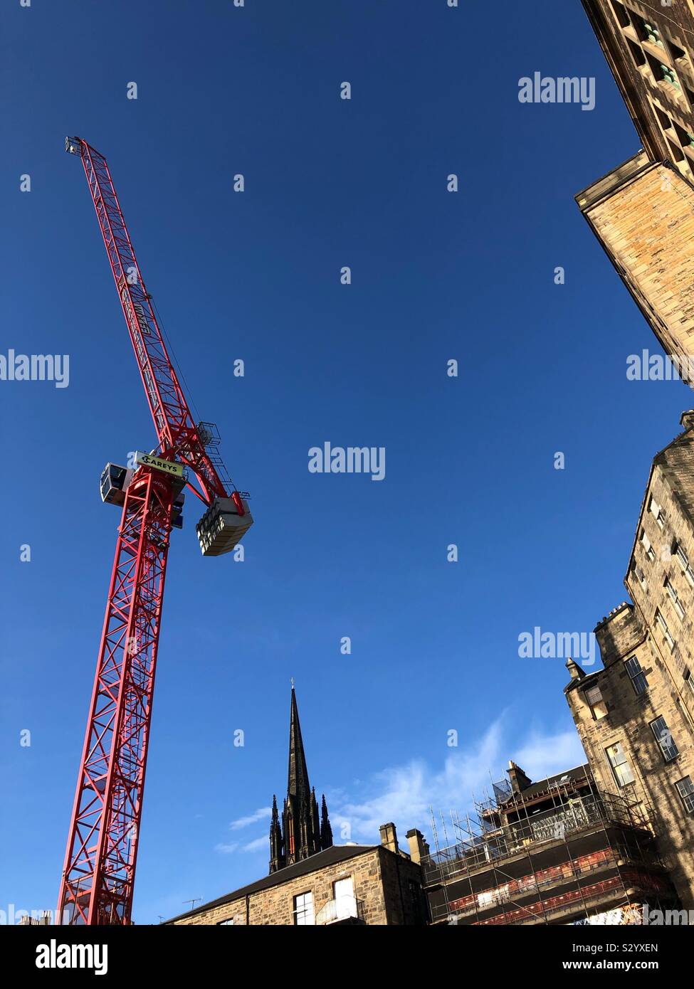 Tower Crane in urban environment - Smartphone Captured Stock Image