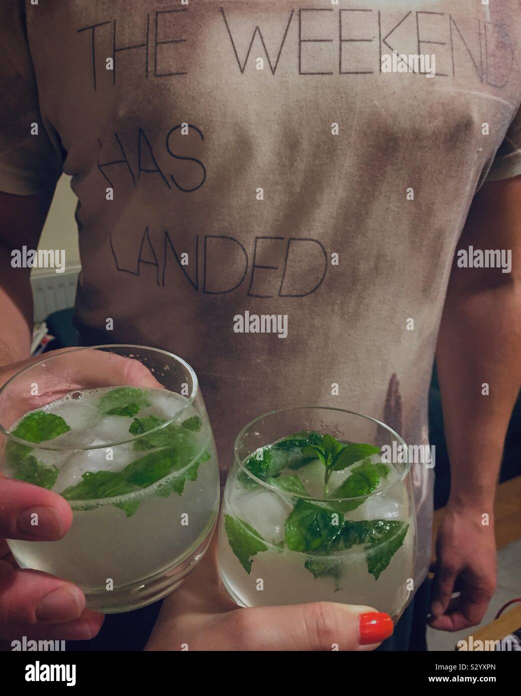 Cocktails. Having drinks over the weekend. The weekend has landed in London, England - Smartphone Captured Stock Image