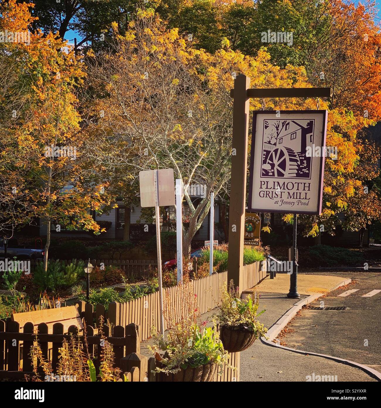 Sign, Plimoth Grist Mill, Plymouth, Massachusetts, United States - Smartphone Captured Stock Image