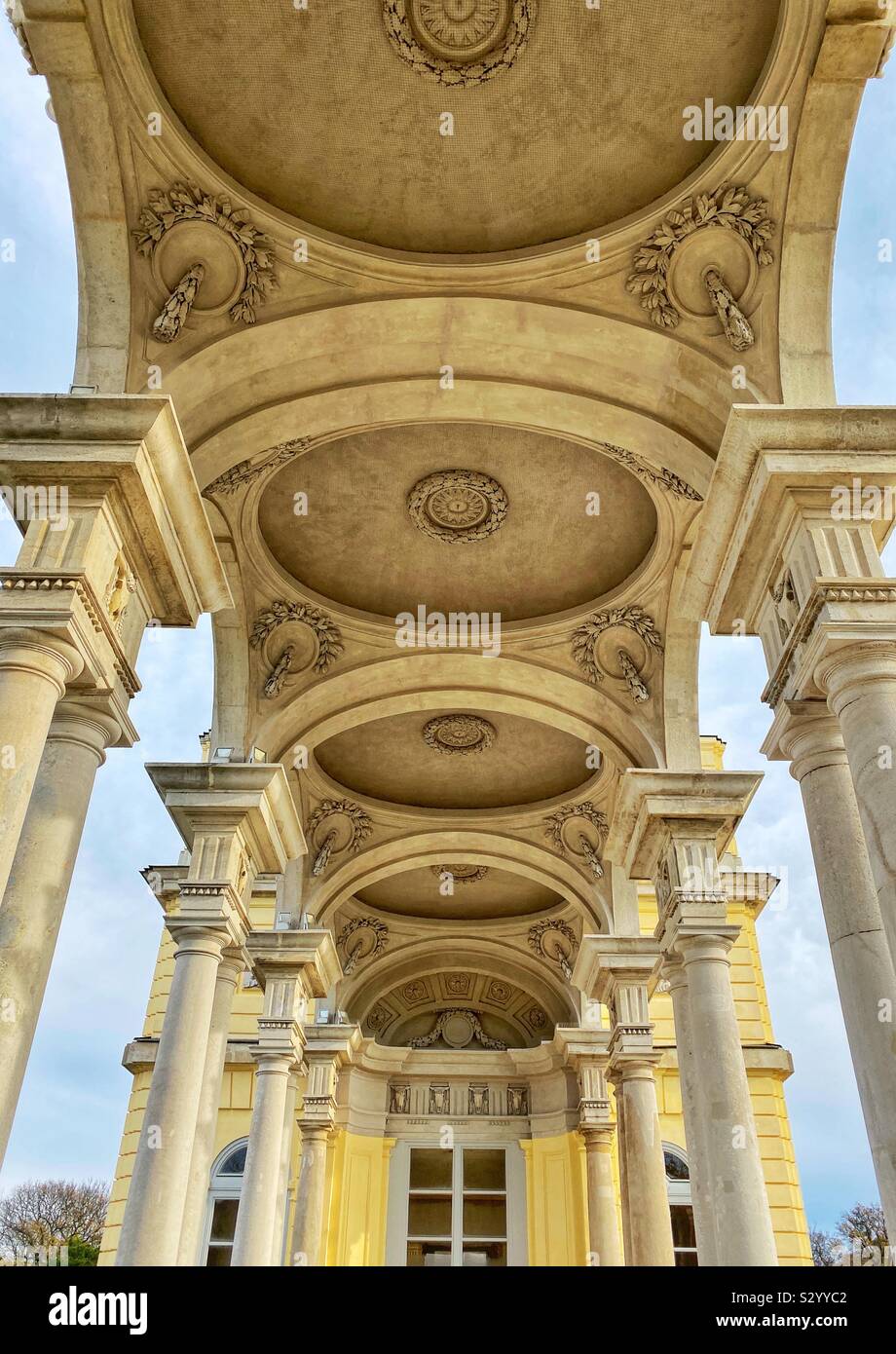 Roof and stone pillars of the Gloriette at the Schonbrunn Palace in Vienna - Smartphone Captured Stock Image