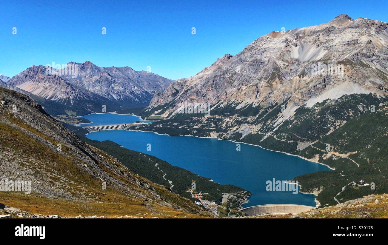 Cancano lakes, Italian alps, Lombardy, September Stock Photo