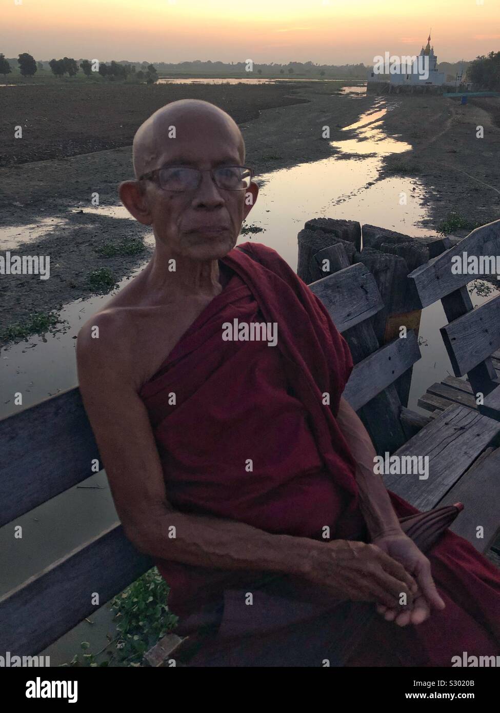 Portrait of a monk in Mandalay, Myanmar. - Smartphone Captured Stock Image