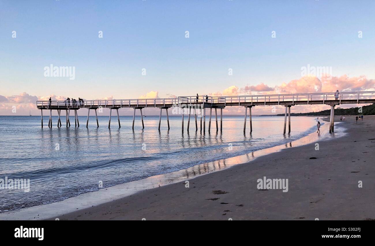Scarness Pier Hervey Bay Sunset Australia Lifestyle - Smartphone Captured Stock Image