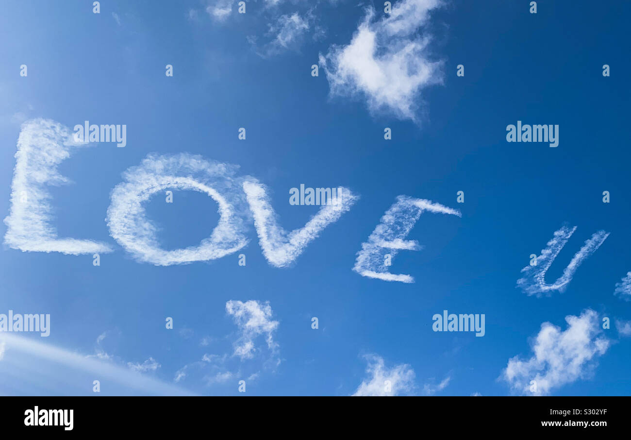 Love You Written In The Sky In Clouds Stock Photo Alamy Love You Written In The Sky In Clouds Stock Photo Alamy