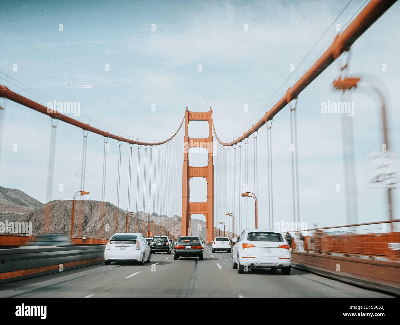Golden Gate Bridge traffic Stock Photo