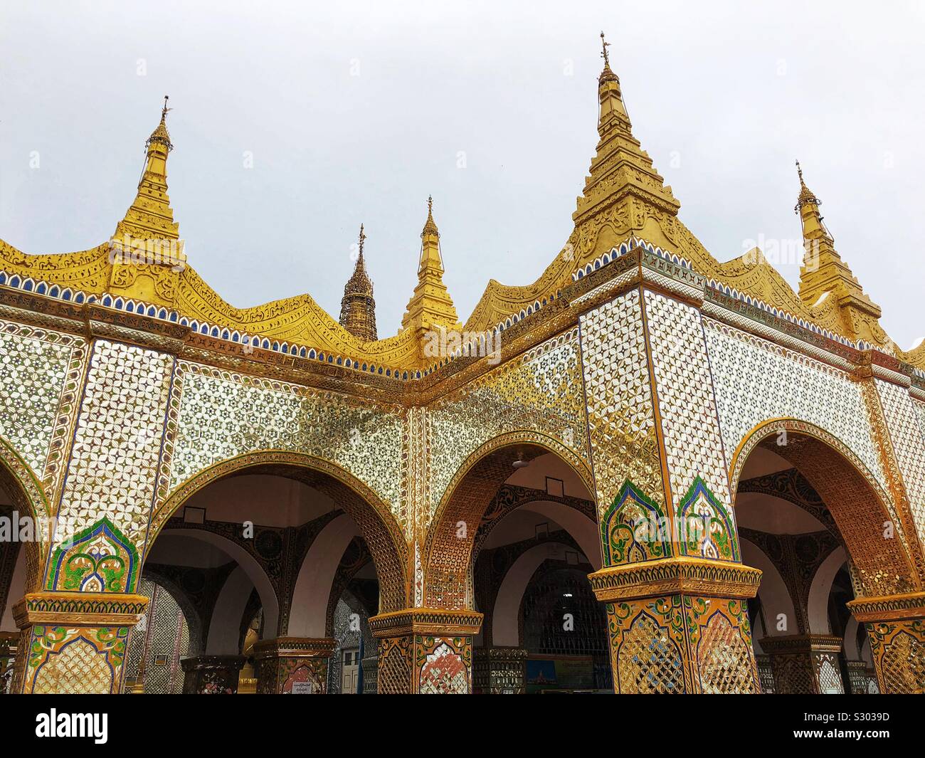 A Buddhist temple atop Mandalay Hill in Myanmar. - Smartphone Captured Stock Image
