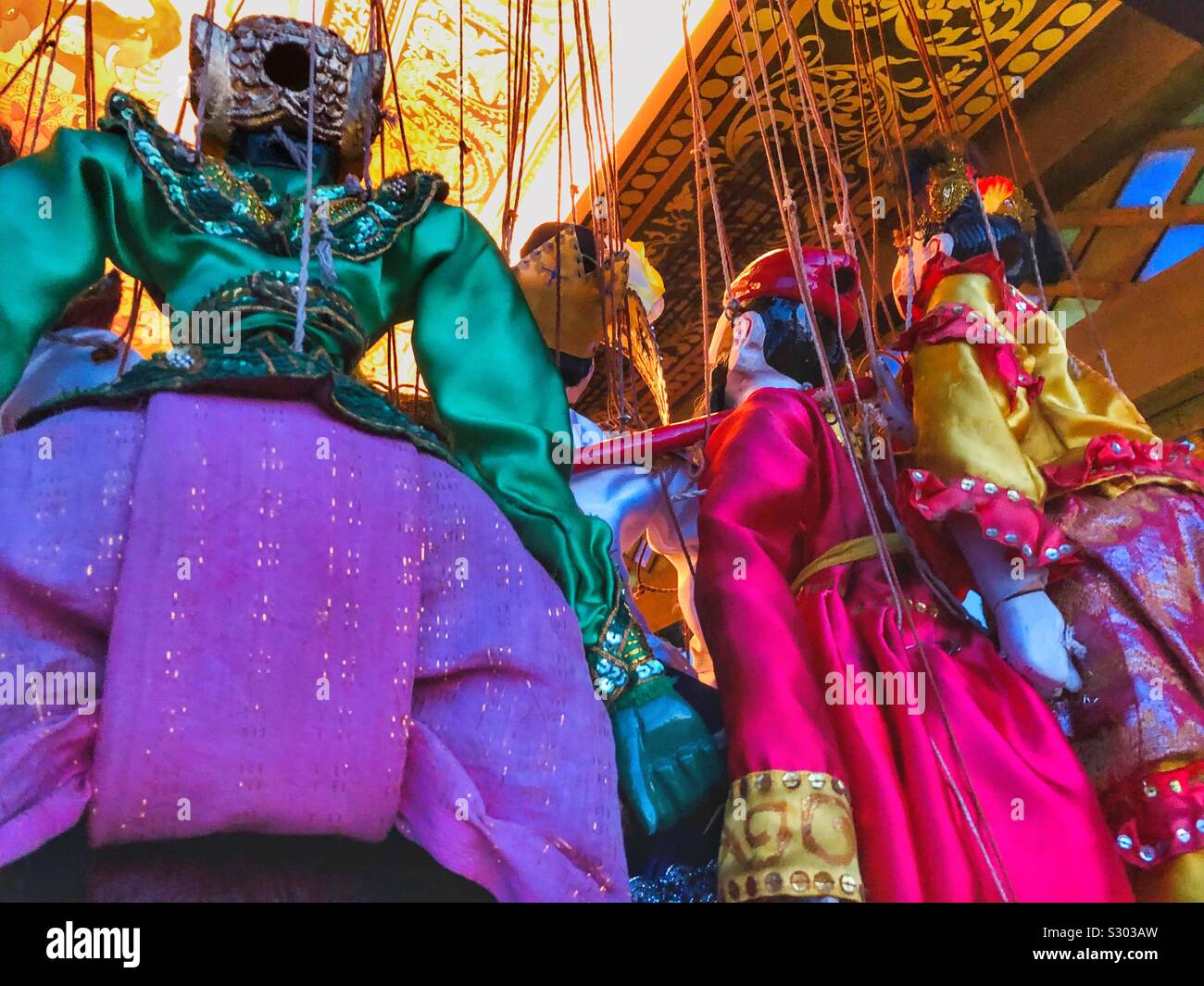 Colourful hanging seen from behind Stock Photo Alamy