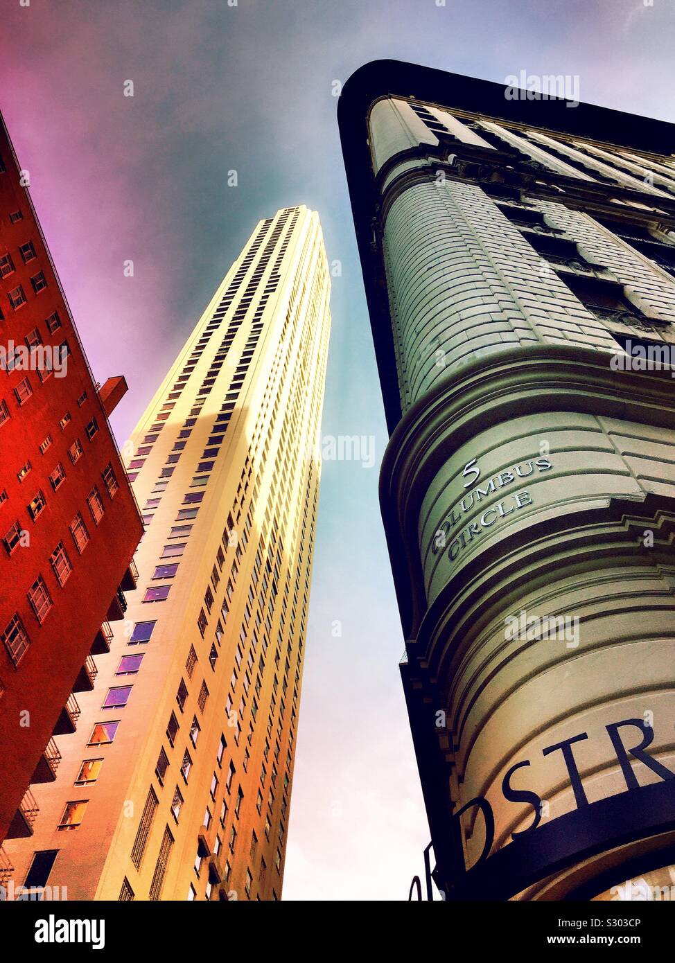 Soaring skyscrapers on billionaires row with 220 Central Park South in the middle, NYC, USA - Smartphone Captured Stock Image