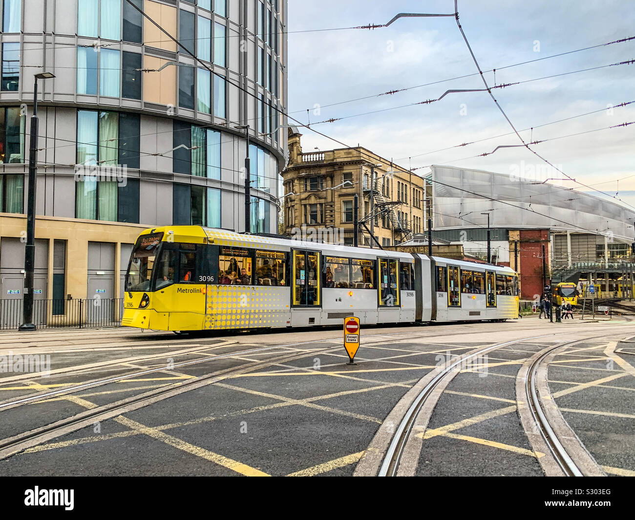 Metrolink tram in Manchester City centre - Smartphone Captured Stock Image