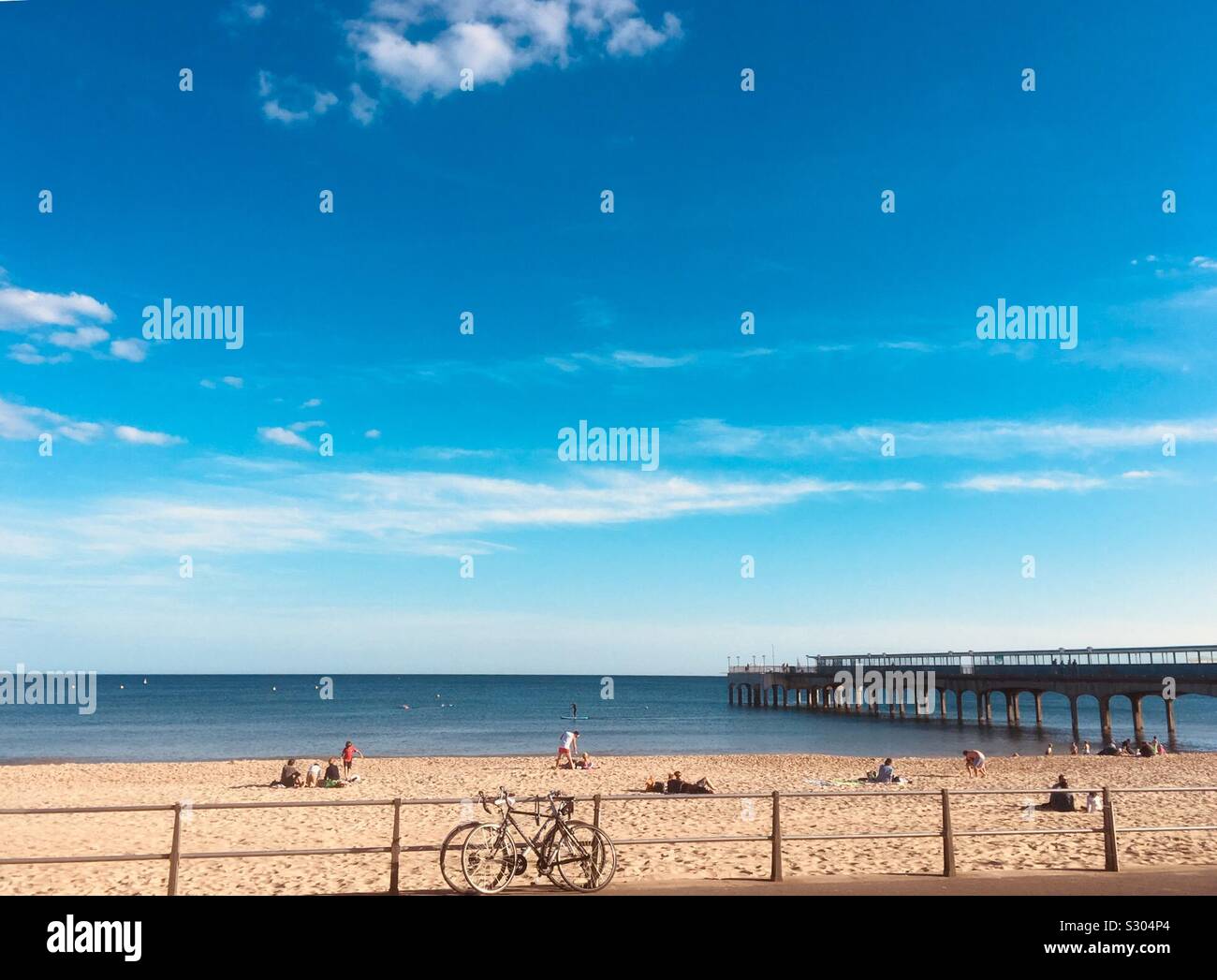 A sunny summer evening at Beach, Bournemouth Stock Photo Alamy
