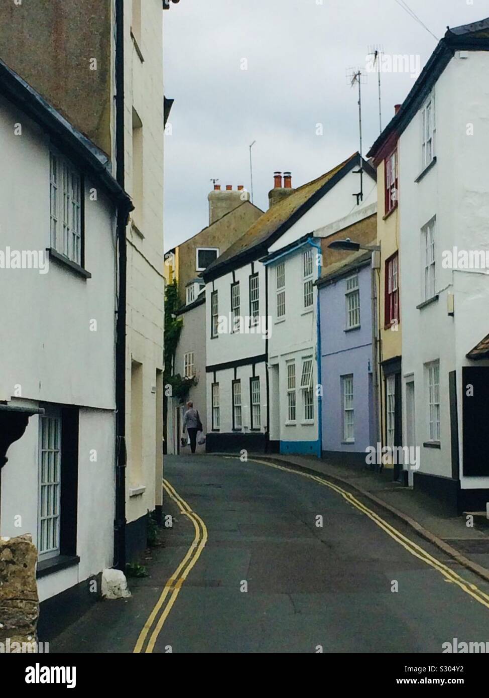 Colourful Street in Lyme Regis, Dorset Stock Photo